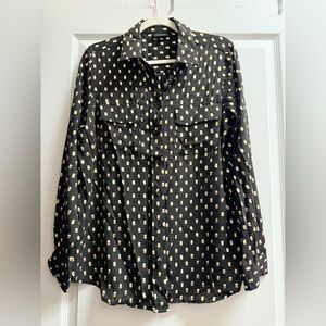 Who What Wear Black Shirt with Gold Dots